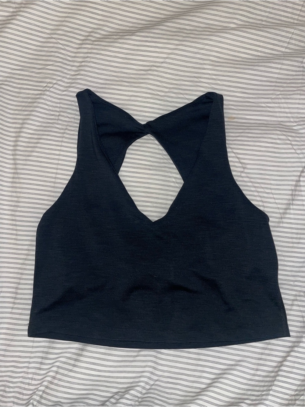 Black Women’s Crop Tank with Twist Back - beyond yoga